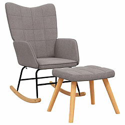 vidaXL Chaise à bascule avec tabouret Taupe Tissu