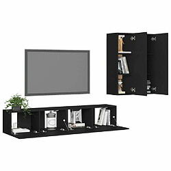 Avis Maison Chic Ensemble de meubles TV 4 pcs | Banc TV Moderne pour salon | Meuble de Rangement - Noir Aggloméré -MN90652