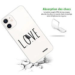 Avis Coque iPhone 12 mini souple transparente L.O.V.E Motif Ecriture Tendance Evetane