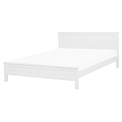 Beliani Lit double blanc en bois de pin 160 x 200 cm OLIVET