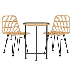 Avis Salle à manger de jardin 3 pcs,Table et chaise à dîner Résine tressée -MN39212