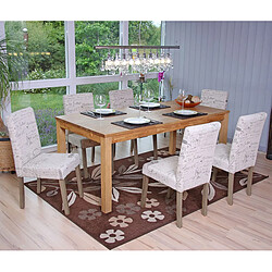 Acheter Decoshop26 Lot de 6 chaises de salle à manger cuisine en tissu crème motif lettrage des pieds en bois clair 04_0000893