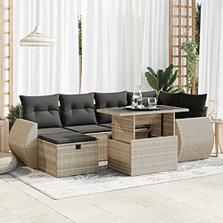 vidaXL Salon de jardin avec coussins 7 pcs gris clair résine tressée