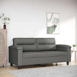 Maison Chic Canapé à 2 places,Sofa de Salon,Canapé droit Gris foncé 140 cm Tissu microfibre -GKD827500