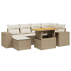 vidaXL Salon de jardin avec coussins 7 pcs beige résine tressée