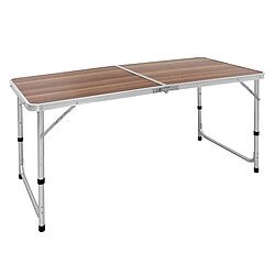 Ecd Germany Table pliable de camping barbecue pique-nique 120cm en aluminium décor bois