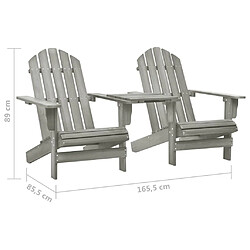 vidaXL Chaises de jardin Adirondack avec table bois de sapin gris pas cher