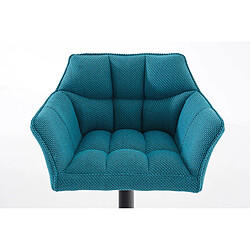 Decoshop26 Tabouret de bar chaise haute de comptoir couture carrées assise en tissu turquoise cadre en métal noir 10_0004700 pas cher