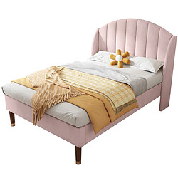 ComfortXL Lit rembourré 90x200 avec sommier et tête de lit, velours rose 