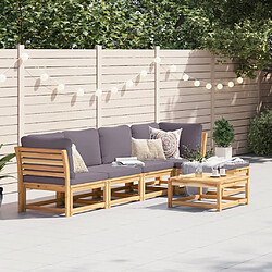 vidaXL Salon de jardin 6 pcs avec coussins bois d'acacia solide