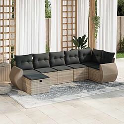 vidaXL Salon de jardin avec coussins 7 pcs gris clair résine tressée