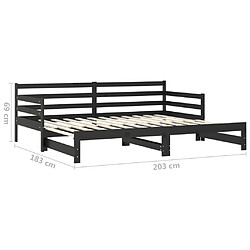 vidaXL Lit coulissant 2x(90x200) cm Noir Bois de pin massif pas cher