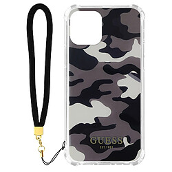 Guess Maroquinerie Coque iPhone 12 et 12 Pro avec Dragonne Motif Camouflage Guess gris