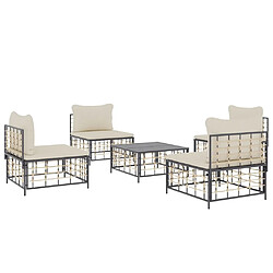 Avis Maison Chic Salon de jardin 5 pcs + coussins - Mobilier/Meubles de jardin - Table et chaises d'extérieur anthracite résine tressée -MN26419