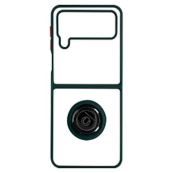 Avizar Coque pour Galaxy Z Flip 4 Bi-matière Bague Métallique Support Vidéo Vert