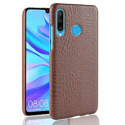 Wewoo Coque PC antichoc texture crocodile + PU pour Huawei nova 4e marron