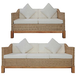 Maison Chic Ensemble de canapés 2 pcs avec coussins, Canapé droit Sofa pour Salon Rotin naturel -GKD884083