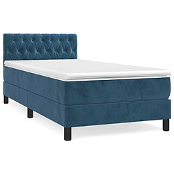 Maison Chic Lit Adulte - Lit simple Lit à sommier tapissier avec matelas moelleux - Meuble de Chambre - Bleu foncé 90x200 cm -MN96607