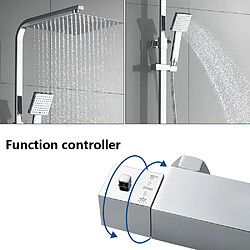 Auralum MAX Élégant Colonne de Douche Thermostatique Ensemble de Douche Hauteur Réglable Système de Douche en Pluie