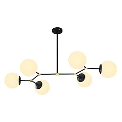 Avis Vente-Unique Lustre en métal - 6 globes - L. 100 x H. 52 cm - Noir et blanc - DAMAR