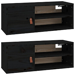 vidaXL Armoires murales 2 pcs Noir 80x30x30 cm Bois de pin massif