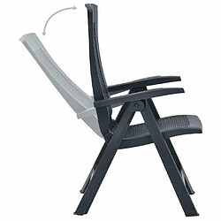 Maison Chic Lot de 2 Chaises inclinables de jardin - Fauteuil d'extérieur Plastique Anthracite -MN50655 pas cher