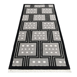 Avis Vidal Tapis de couloir en laine 206x79 noir Darya