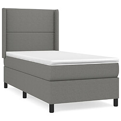 Maison Chic Structures de lit + matelas,Lit à sommier tapissier avec matelas Gris foncé 90x200 cm Tissu -MN60919