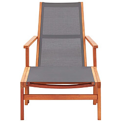 Maison Chic Chaise de jardin - Fauteuil d'extérieur et repose-pied Gris Eucalyptus et textilène -MN71036