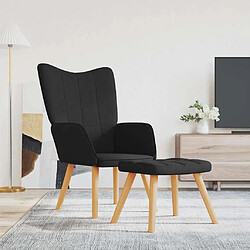 vidaXL Chaise de relaxation avec tabouret Noir Tissu