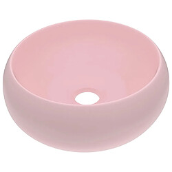 vidaXL Lavabo rond de luxe Rose mat 40x15 cm Céramique