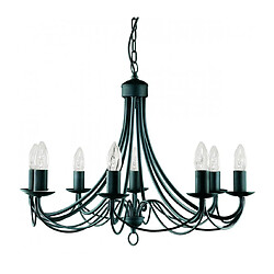 Searchlight Chandelier sans abats jours Maypole Noir 8 ampoules 100cm