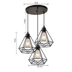 Avis Stoex Lustre Suspension Cage en forme Diamant Lampe Plafonnier Corde Ajustable Luminaire pour Cuisine Couloir Bar Chambre