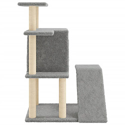 Helloshop26 Arbre à chat meuble tour grimper jouet grattage grattoir escalade plateforme avec griffoirs en sisal clair 97 cm gris 02_0022634