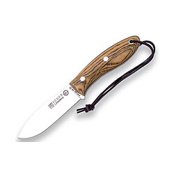 Couteau canadien Joker CB114 avec mango Embout buccal en bois et lame de 10,5 cm en acier Sandvik 14c28n, 160 grammes, comprend un étui en cuir + carte-cadeau multifonctionnelle.