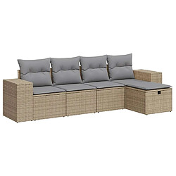 vidaXL Salon de jardin avec coussins 5 pcs beige résine tressée