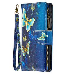 Etui en PU fermeture à glissière d'impression de motif avec support papillon bleu pour votre Xiaomi Mi 10T Lite 5G