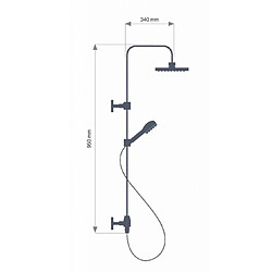 Colonne de douche chrome Pomme de tete plate Mitigeur thermostatique Douchette 3 jets