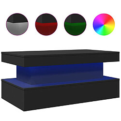 Maison Chic Table basse pour salon | Table à café avec lumières LED noir 90x50x40 cm -GKD62361