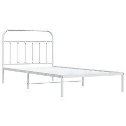 Acheter vidaXL Cadre de lit métal sans matelas et tête de lit blanc 100x200 cm