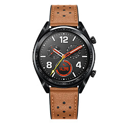 Avis Bracelet en cuir véritable 22 mm avec trous marron pour votre Huawei Watch GT