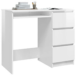 Avis Maison Chic Bureau,Table de travail,bureau de travail pour chambre Blanc brillant 90x45x76 cm Aggloméré -GKD88538