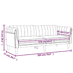 vidaXL Canapé à 3 places gris clair velours pas cher