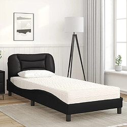 Avis Vidaxl Lit avec matelas noir 90x190 cm similicuir