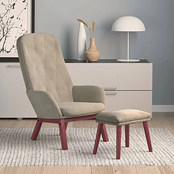 vidaXL Chaise de relaxation avec repose-pied Gris clair Velours