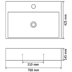 Acheter vidaXL Vasque avec trou de robinet en céramique Noir 76x42,5x14,5 cm