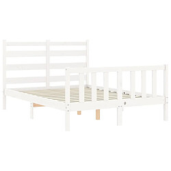 Maison Chic Cadre/structure de lit avec tête de lit pour adulte - Lit Moderne Chambre blanc petit double bois massif -MN11239 pas cher