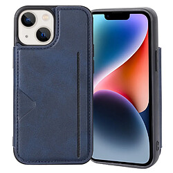 Coque en TPU + PU fermeture magnétique, anti-chute avec porte-cartes pour votre iPhone 14 - bleu