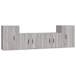 Maison Chic Ensemble de meubles TV 4 pcs pour salon - Sonoma gris Bois d'ingénierie -MN34603