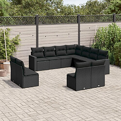 Maison Chic Salon de jardin 11 pcs avec coussins | Ensemble de Table et chaises | Mobilier d'Extérieur noir résine tressée -GKD78649